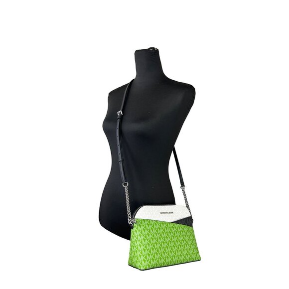 NEW Michael Kors Jet Set Travel Medium X Cross Dome Crossbody Bag Green Multi - Picture 2 of 5